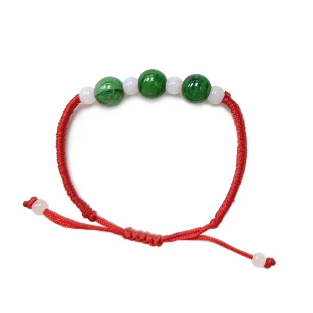 Jade Daily Good Luck Year Charm Bracelet with Red Knot